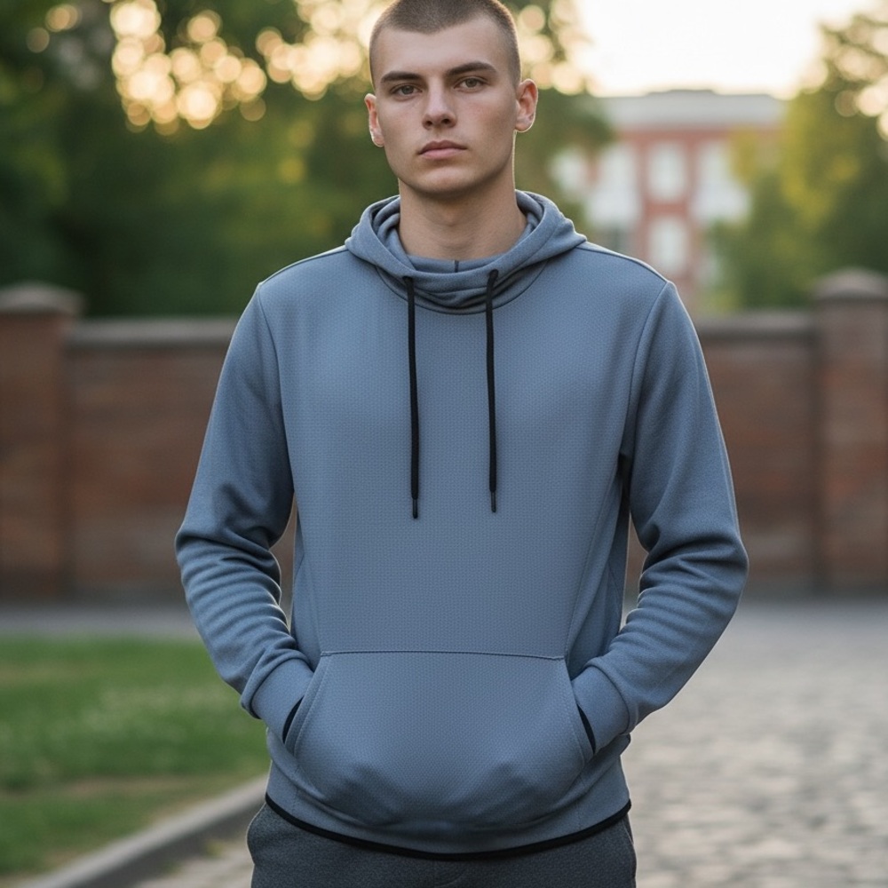 Tek Gear Sweatshirt Grey Hooded  Scuba Neck Kangaroo Pocket in‎ Size M  NWT